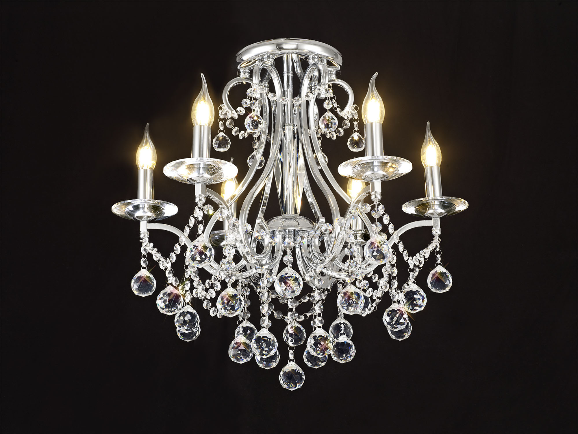 IL30116  Bianco Crystal Chandelier 6 Light Polished Chrome